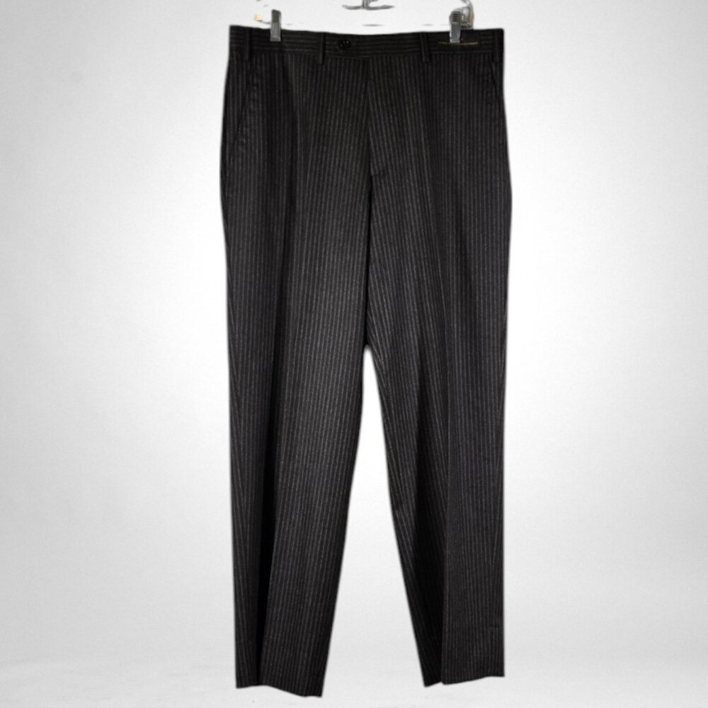 David Bishop NWT W34 X L30 Men's Black Pinstripe Dress Pants Made in Italy - Picture 2 of 14